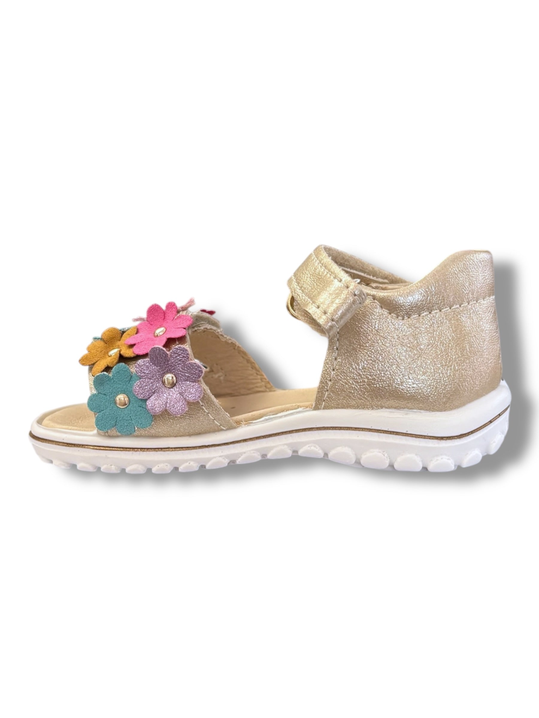 Primigi - Girls gold/flower Velcro sandal