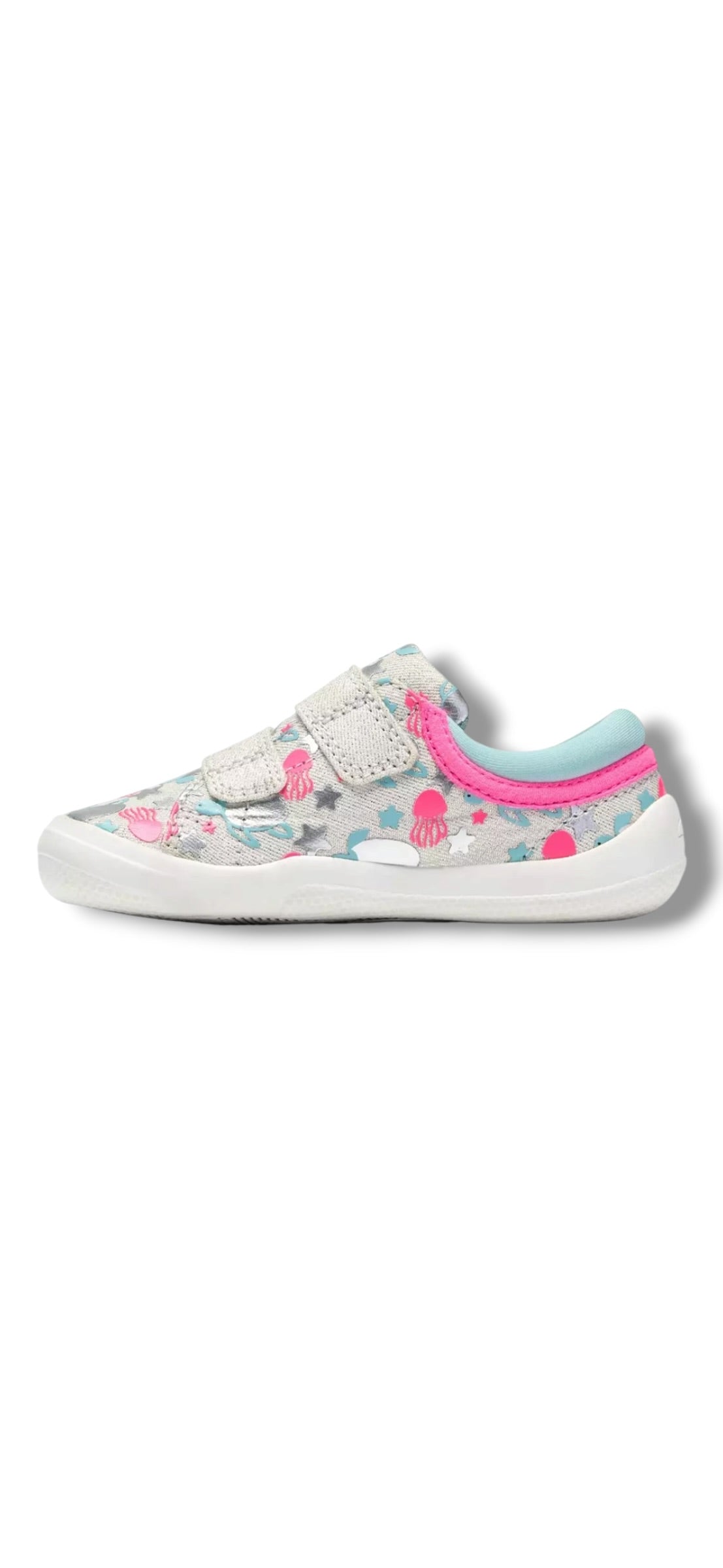 Clarks - Girls silver/multi canvas - Briley Fly T.