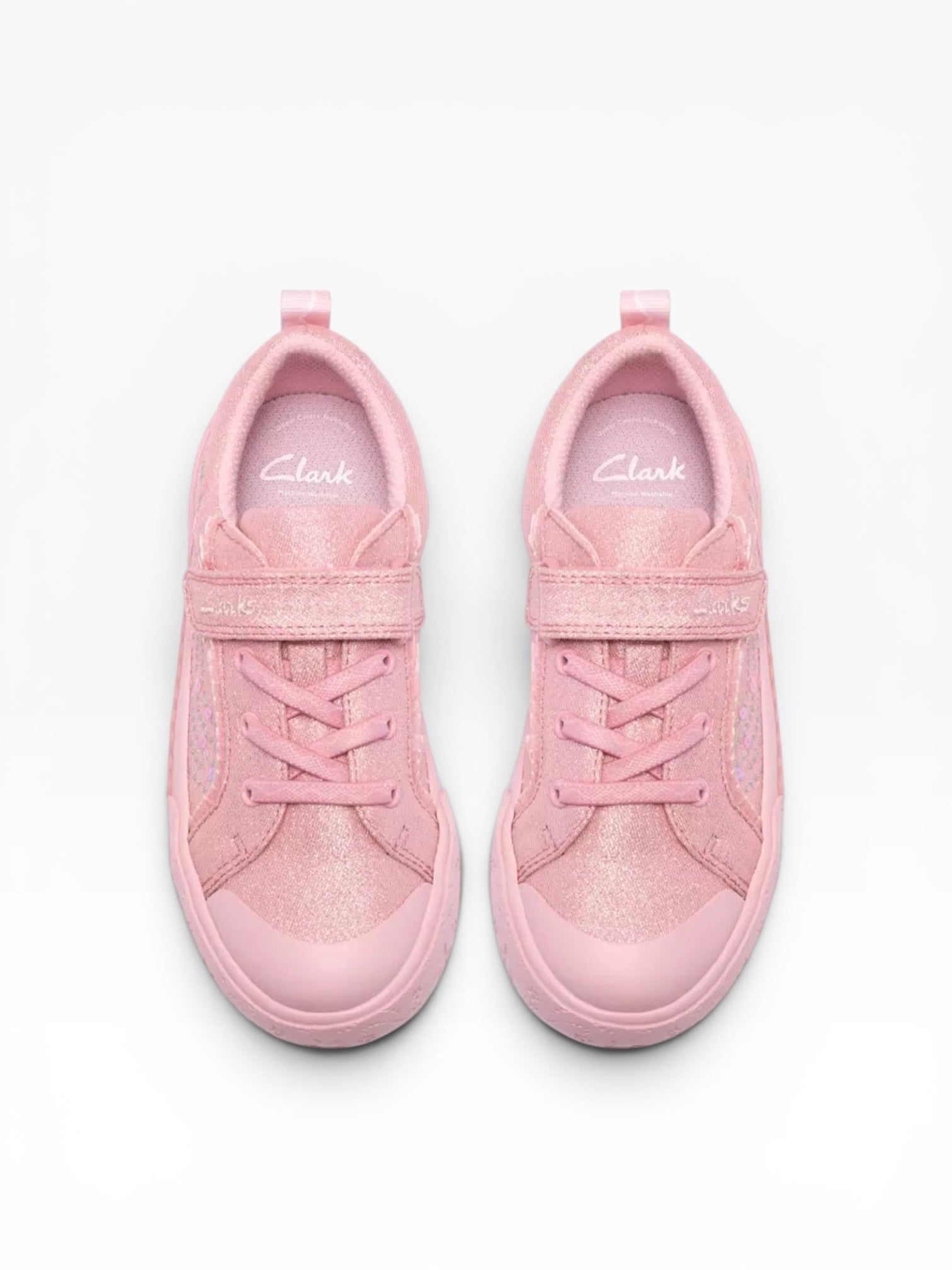 Clark’s - Girls pink glitter canvas - FoxingGleam K