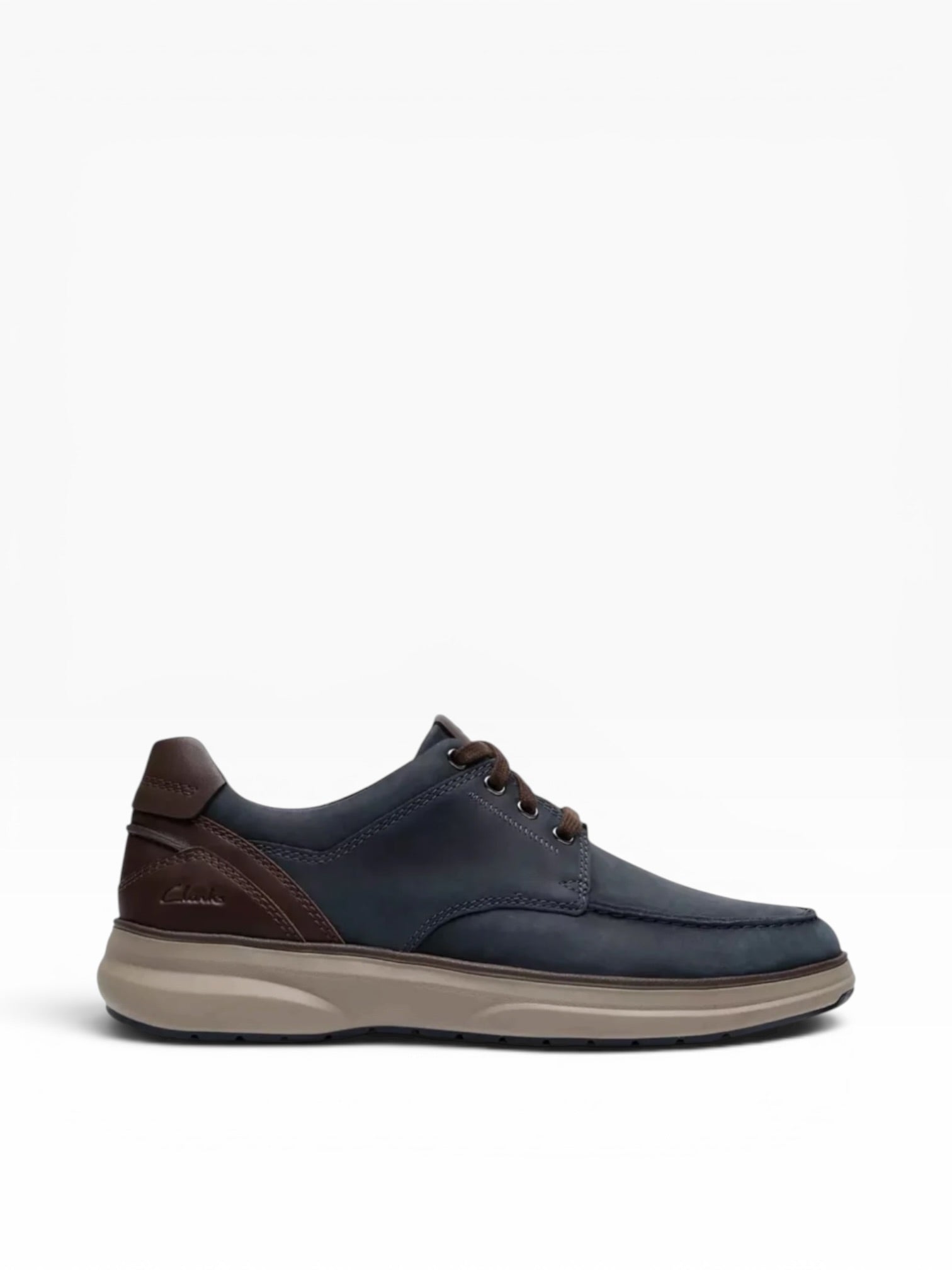Clarks - Mens navy leather shoe - Mullan Moc