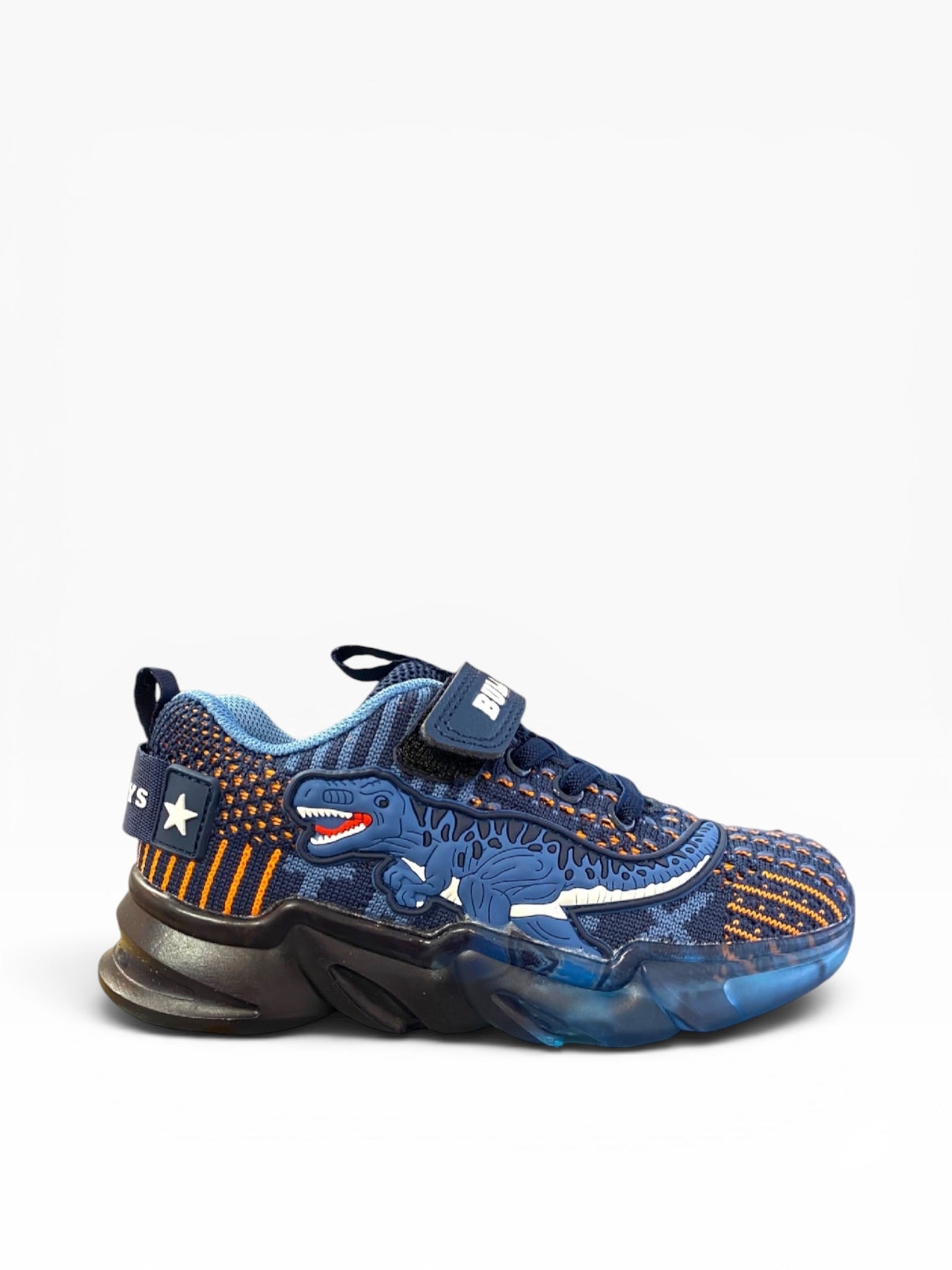 Bull Boys - Boys navy/orange dinosaur light-up runner - DNAL3212