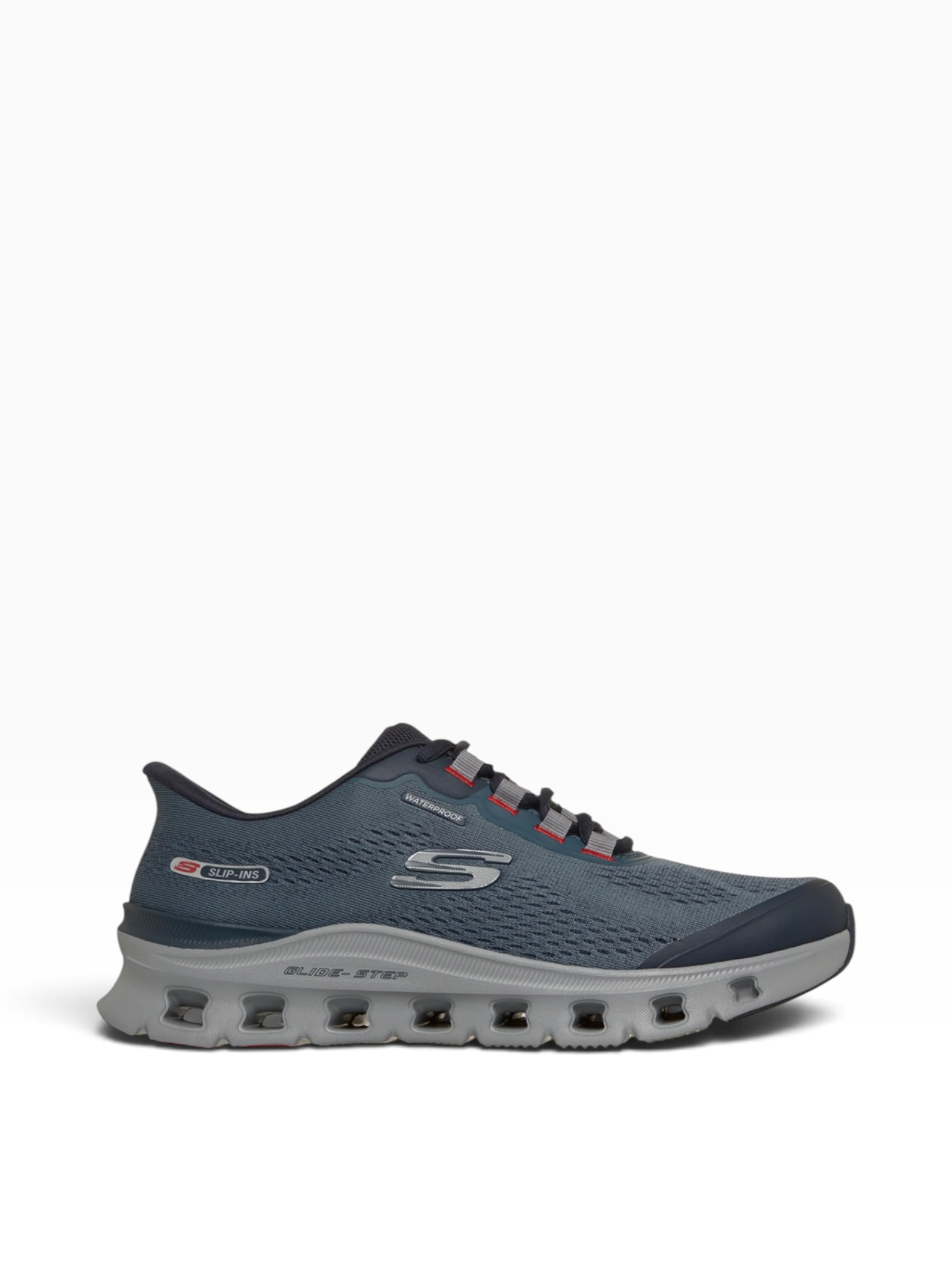 Skechers - Mens navy/grey waterproof slip-in runner - Chaching