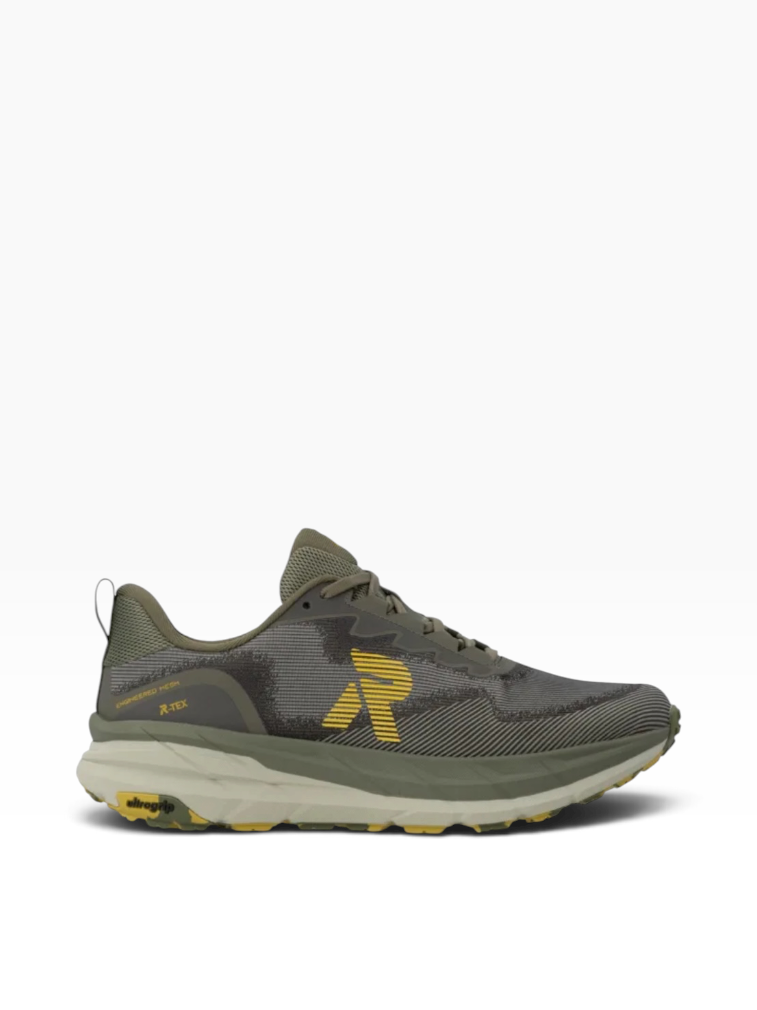 Rieker - Mens khaki/yellow waterproof runner - U4500-54