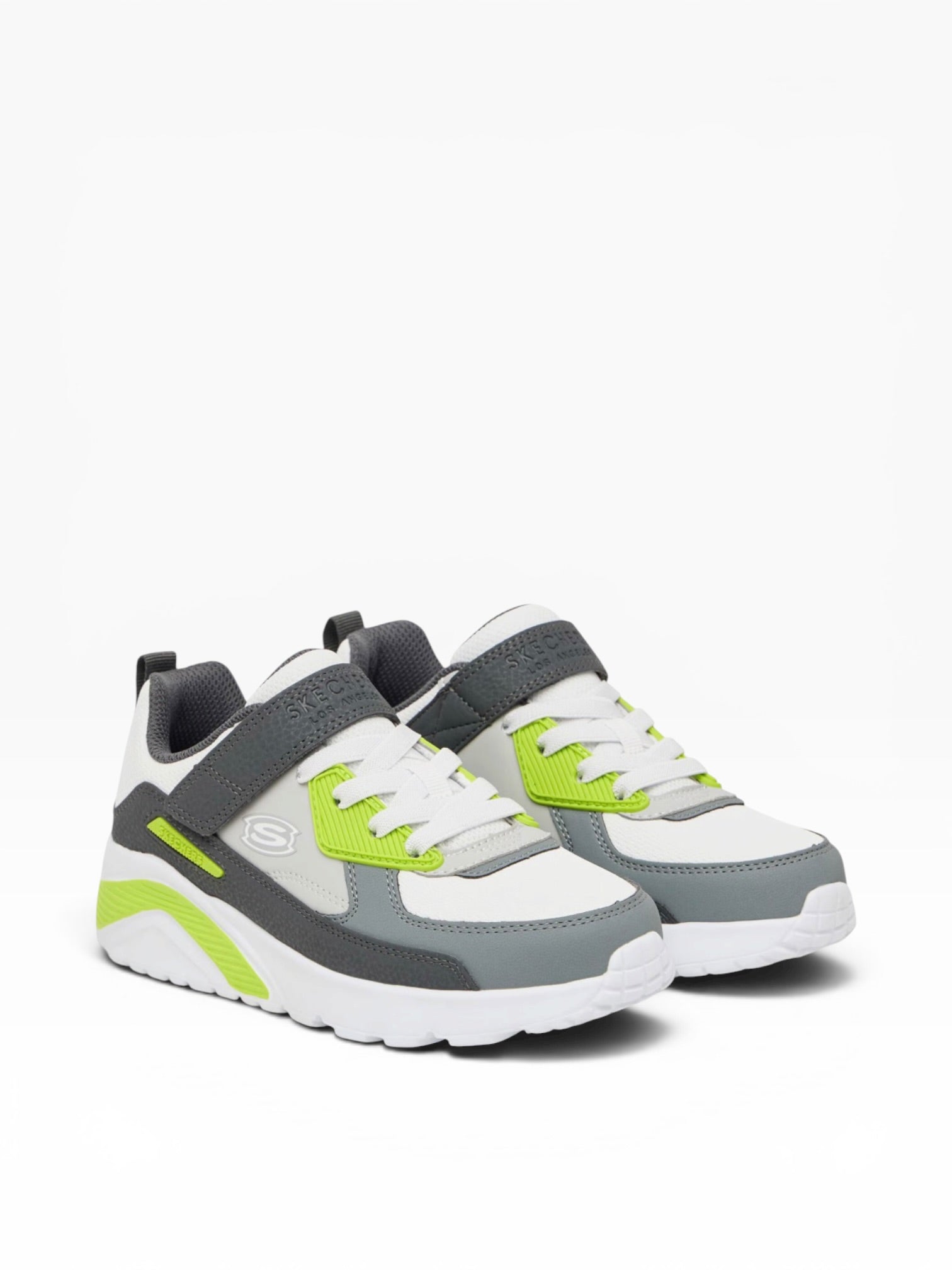 Skechers - Boys grey/white/lime runner - Revival-Edge
