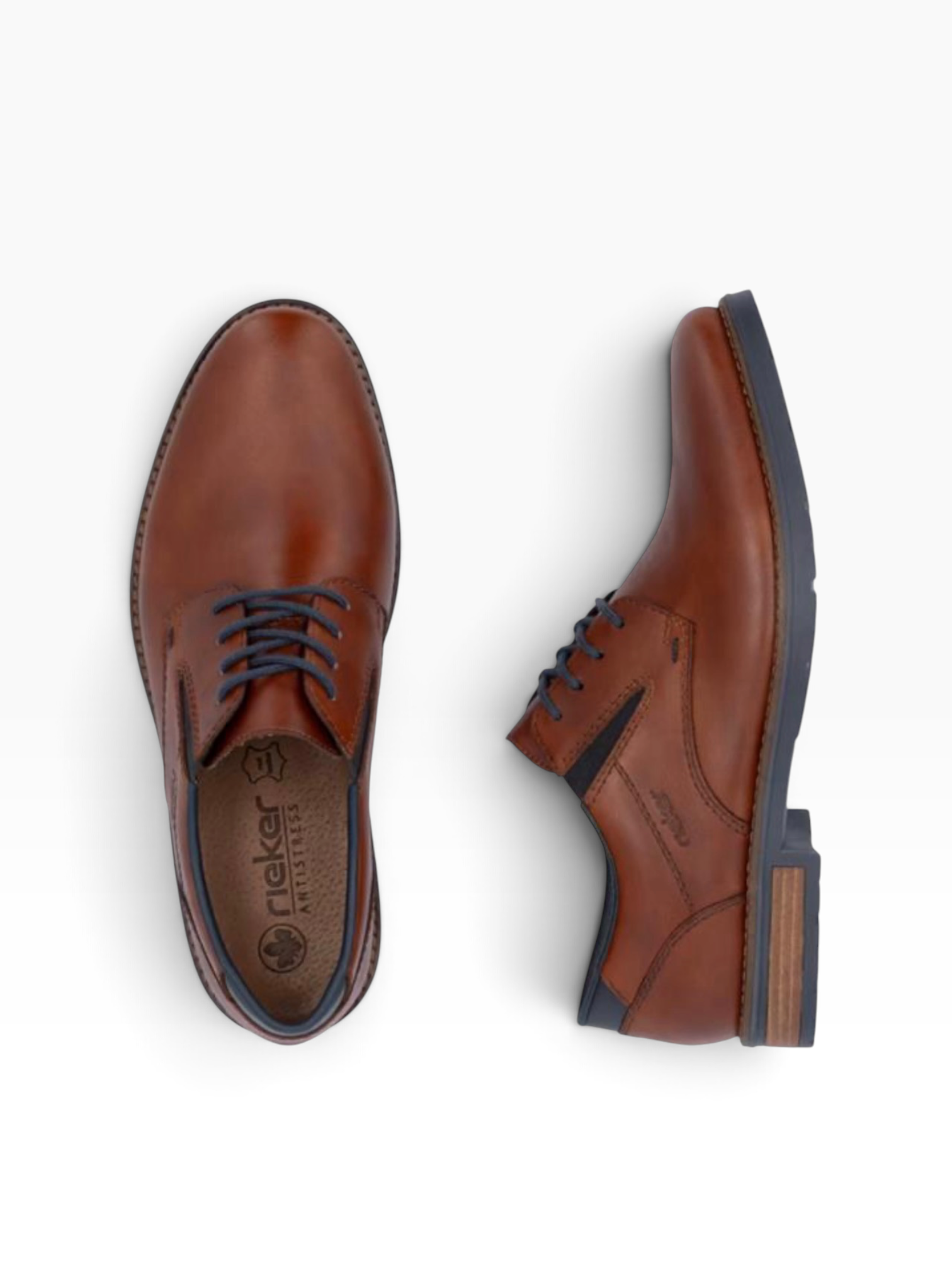 Rieker - Mens brown/navy shoe - 14621-24
