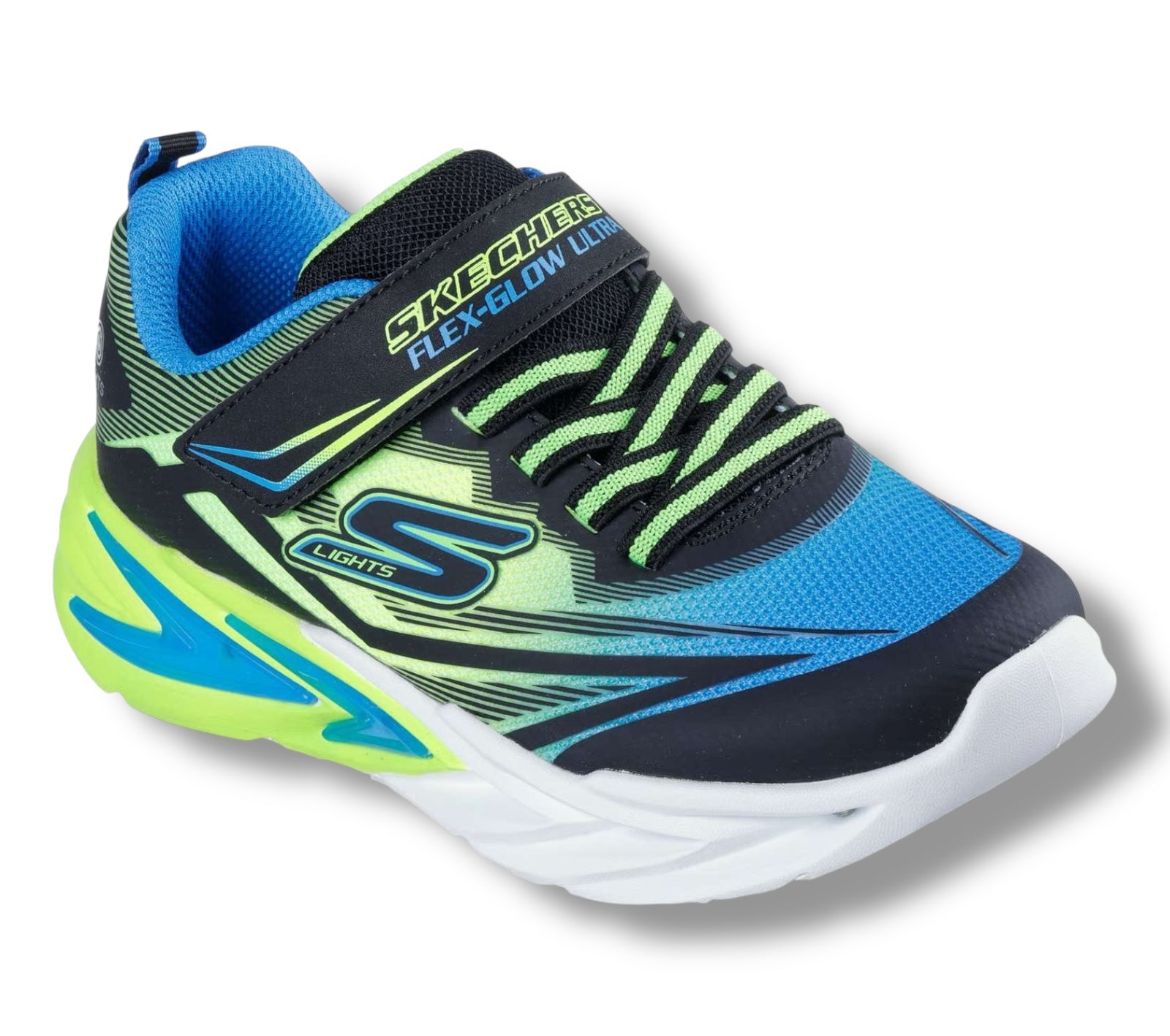 Skechers - Boys black/green/blue runners - Flex glow ultra