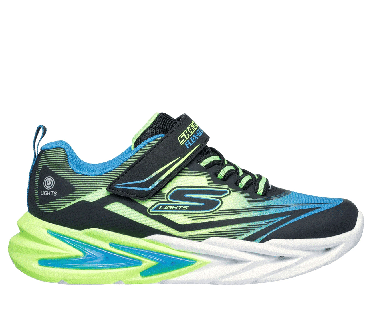 Skechers - Boys black/green/blue runners - Flex glow ultra