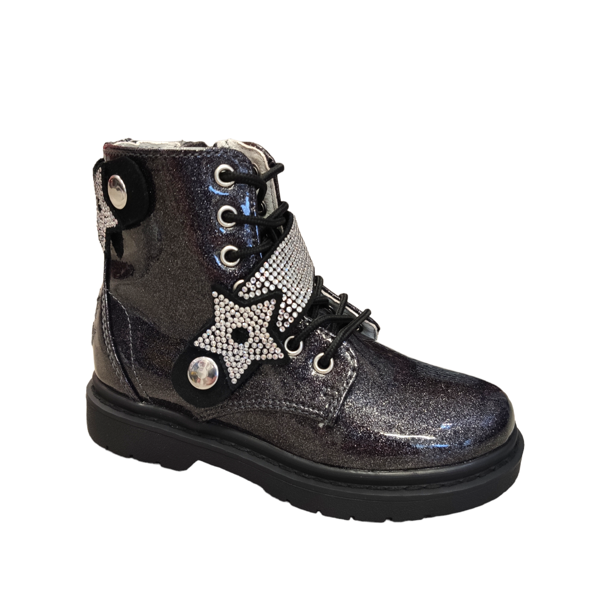 Lelli Kelly - Black Glitter patent boot Stella