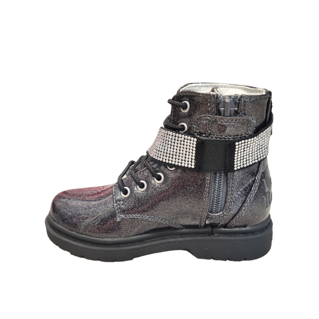 Lelli Kelly - Black Glitter patent boot Stella