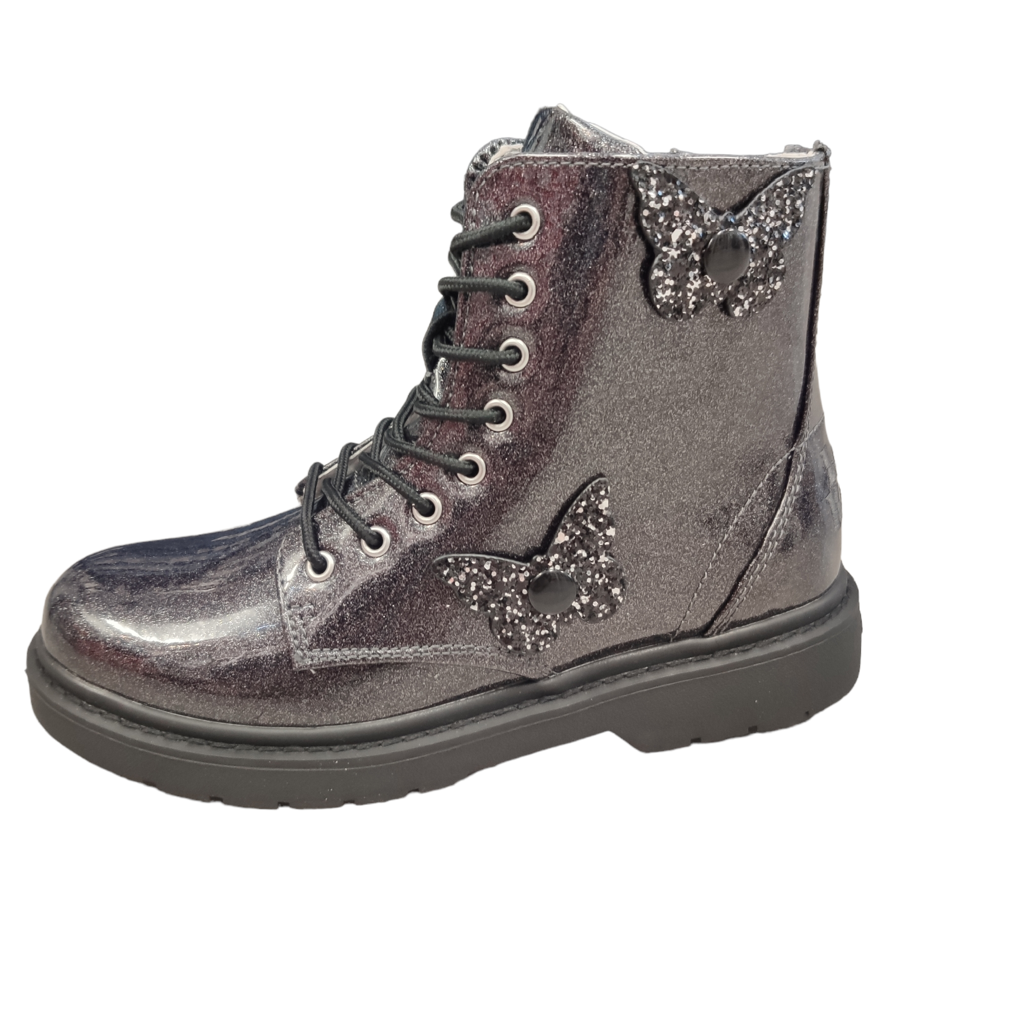 Lelli Kelly - Black Glitter patent boot Stella