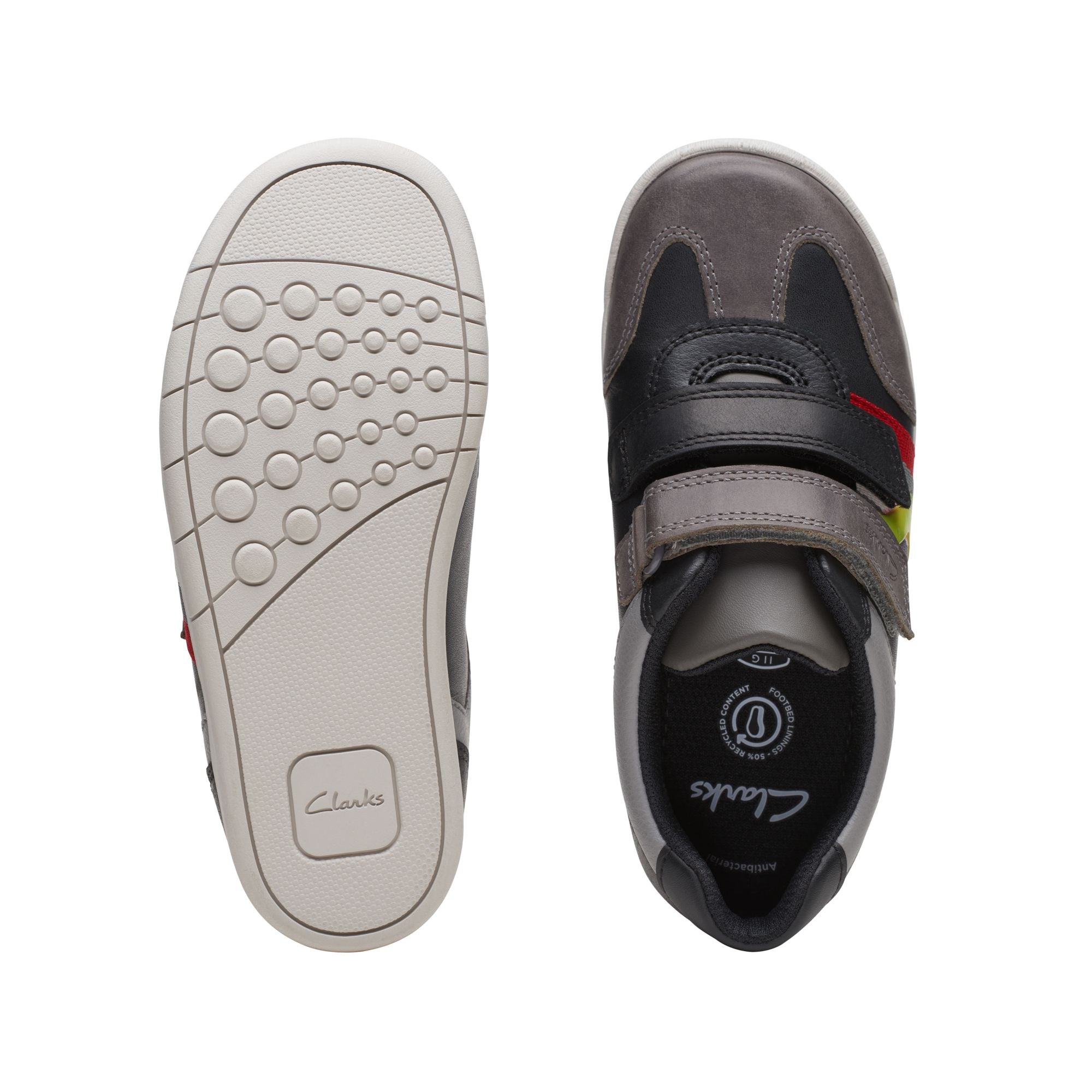 Clarks - Boys black combi shoe - Den Stripe