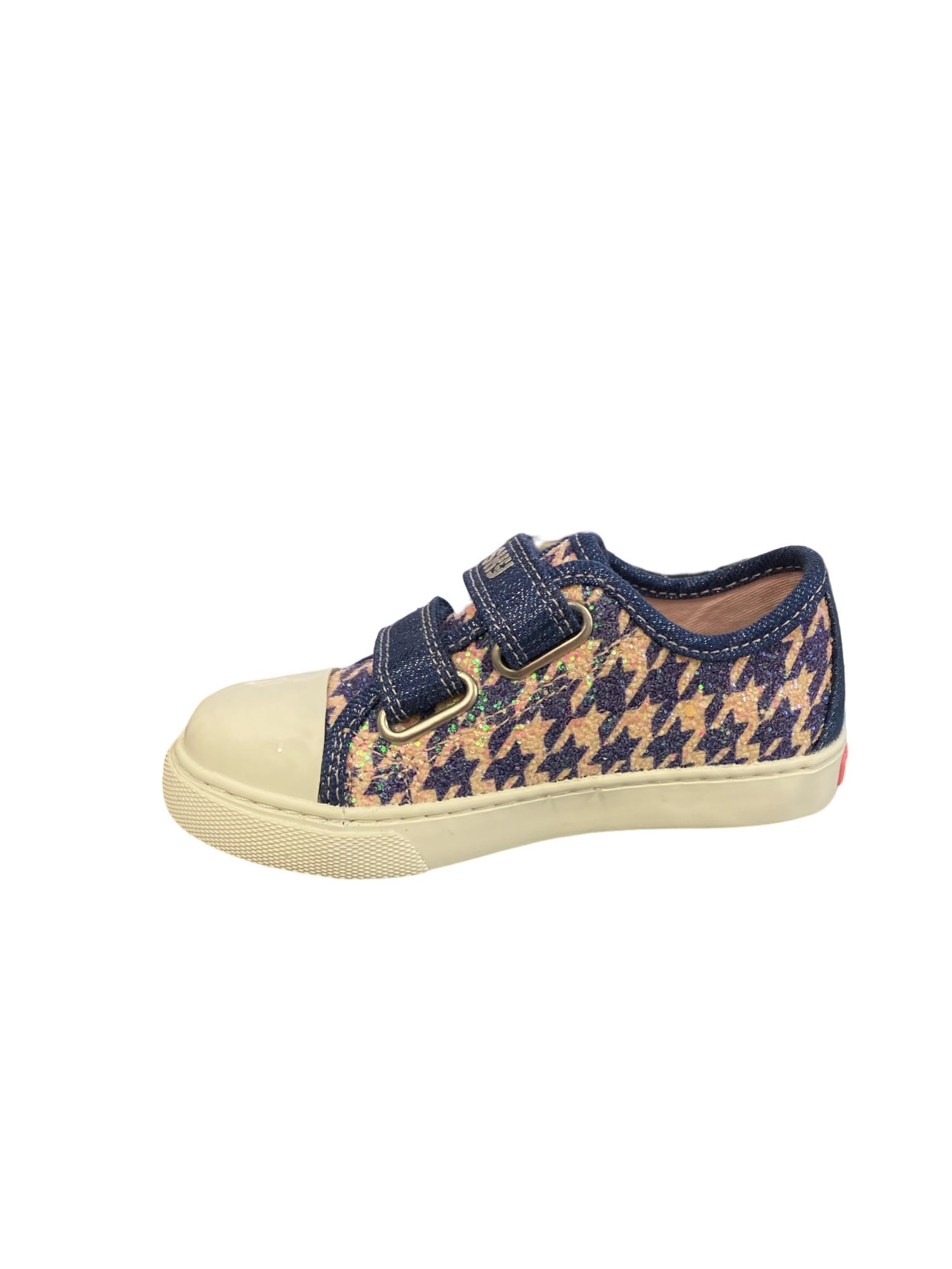 Pablosky - Girls Navy & Pink Glitter Velcro Canvas Shoe