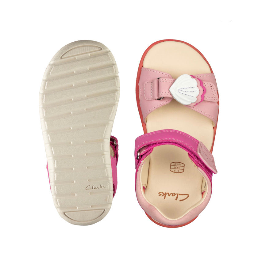 Clarks - Girls Light Pink Shell Sandal - Roam Shell