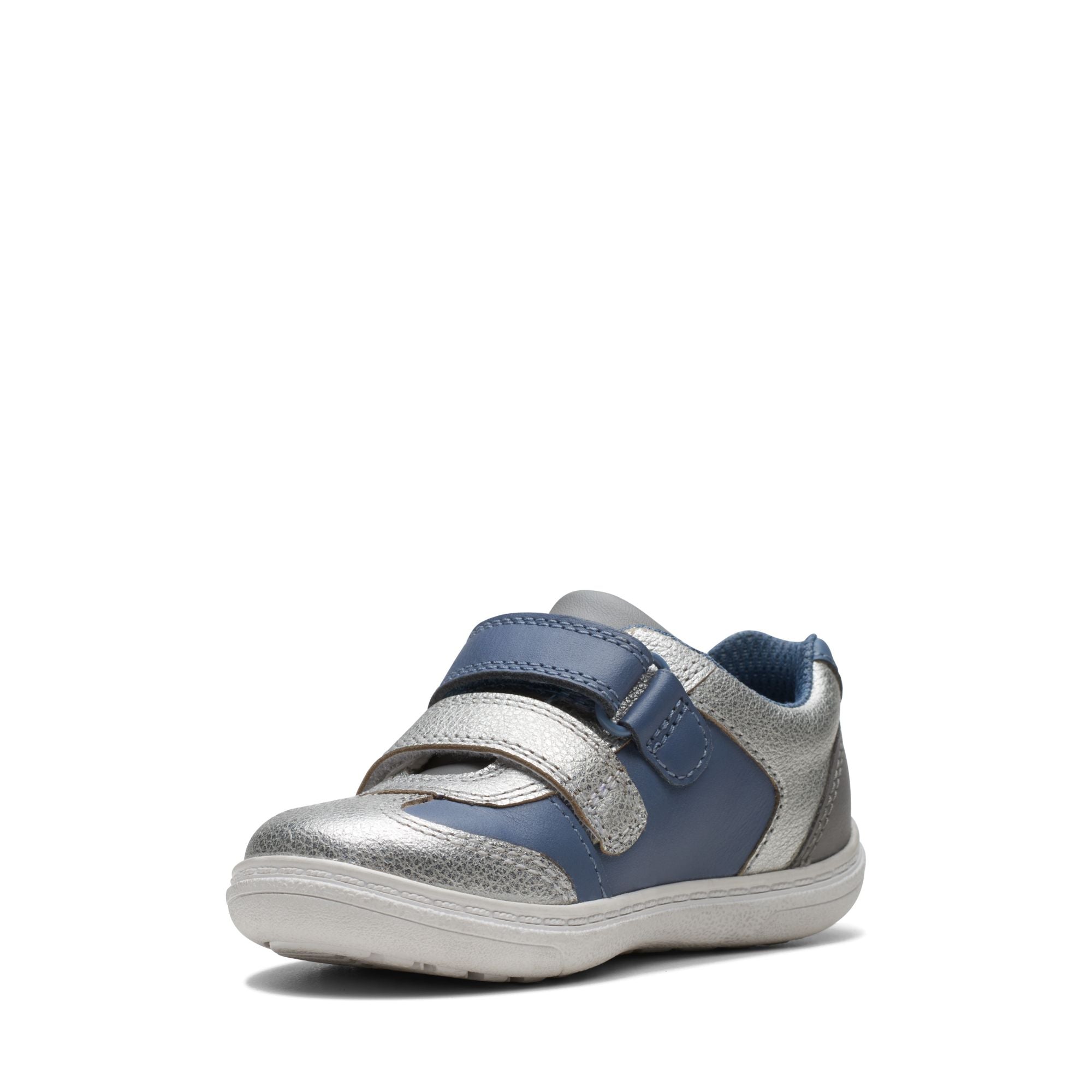Clarks - Girls denim blue/silver shoe - Flash Web T