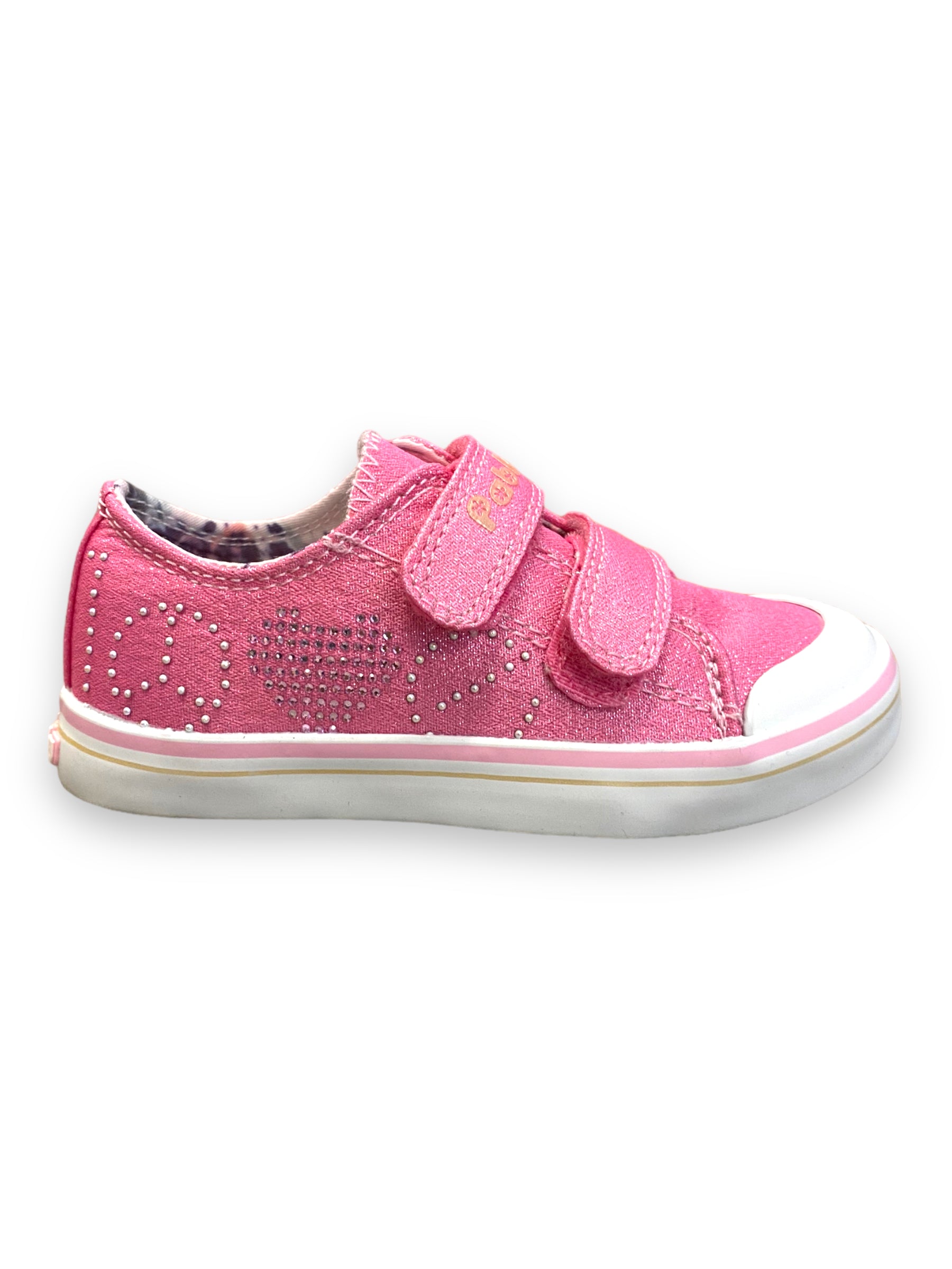 Pablosky - Girls pink canvas shoe - Canvas fucsia glitter