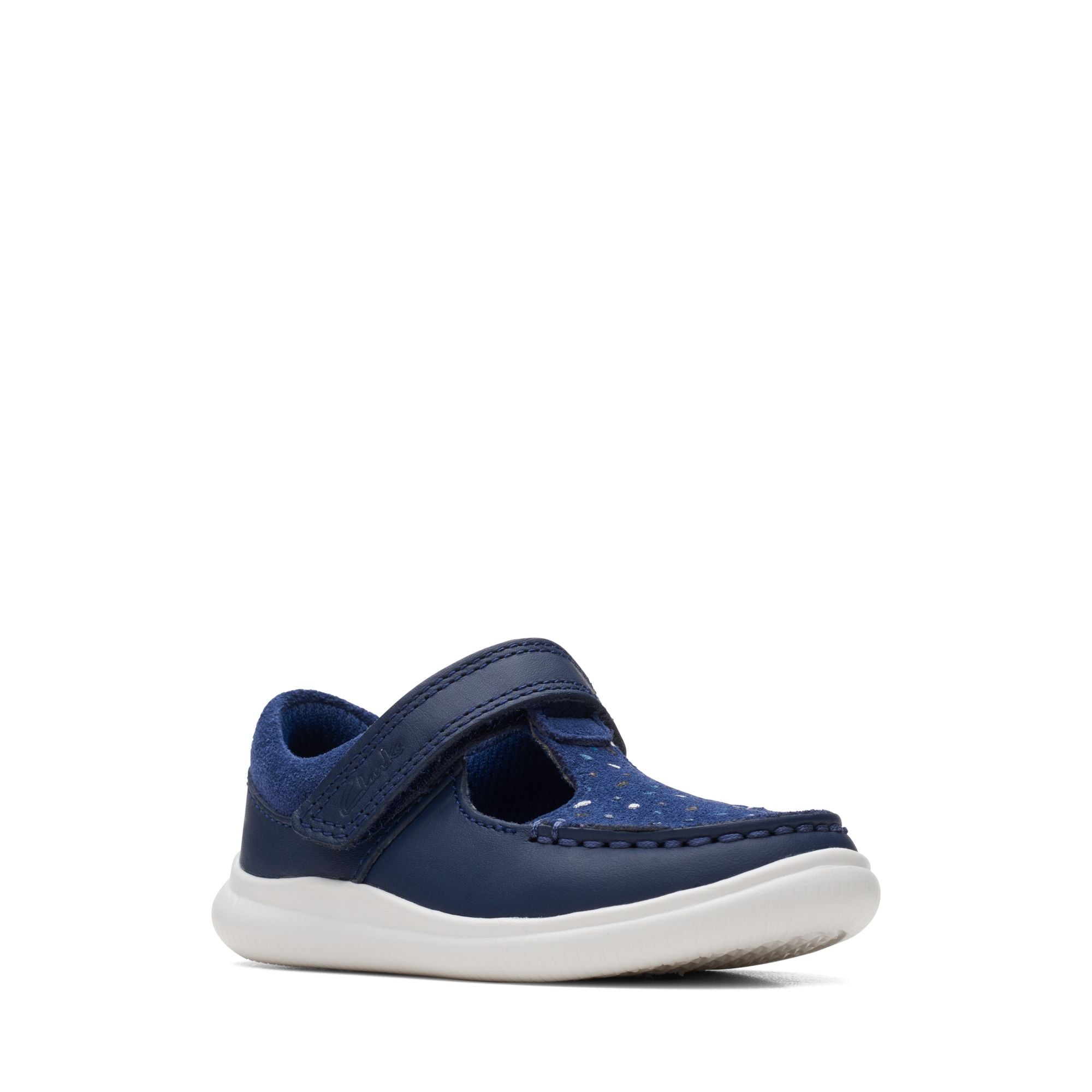 Clarks - Girls dark blue leather shoe - Crest Moc T