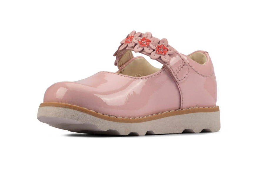 Clarks - Girls light pink leather shoe - Crown Petal