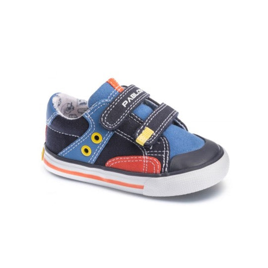 Pablosky - Boys Navy/Red Leather insole Trainer - 971520