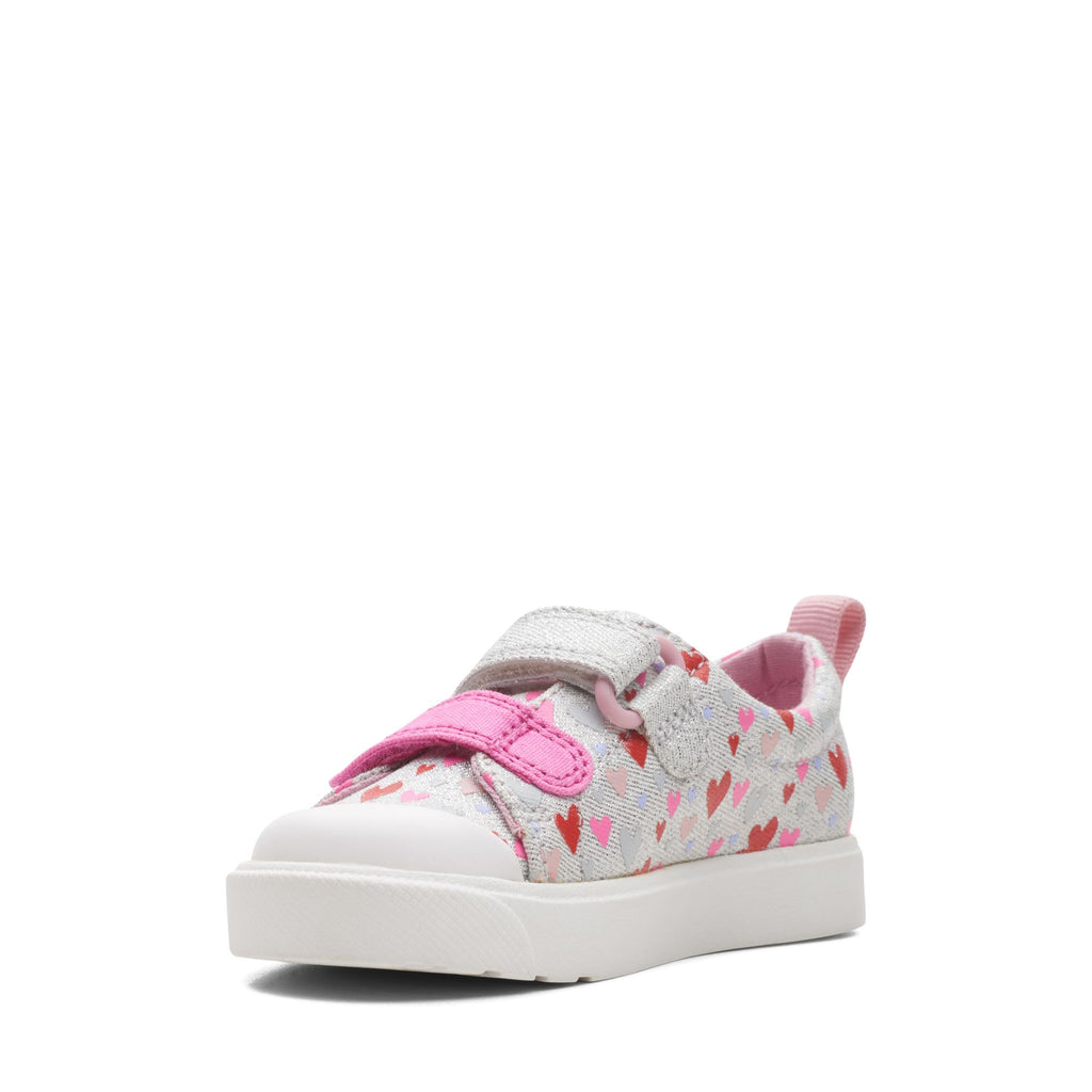 Clarks - Girls cotton heart canvas shoe - City Bright T