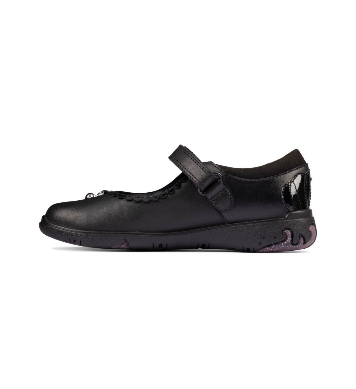 Clarks - Girls black leather shoe - sea shimmer k