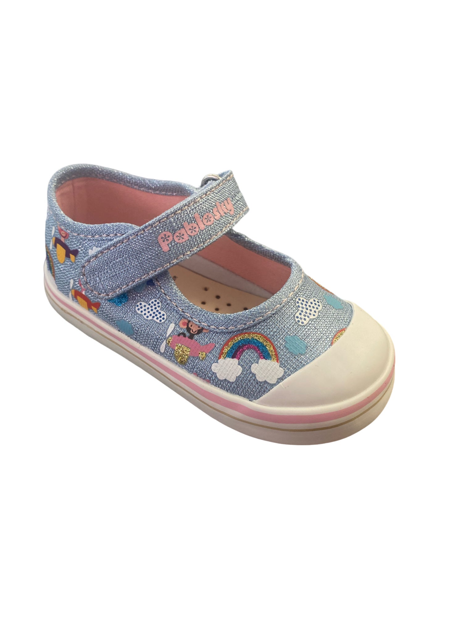 Pablosky- Girls - Blue Canvas Shoe - Velcro Strap