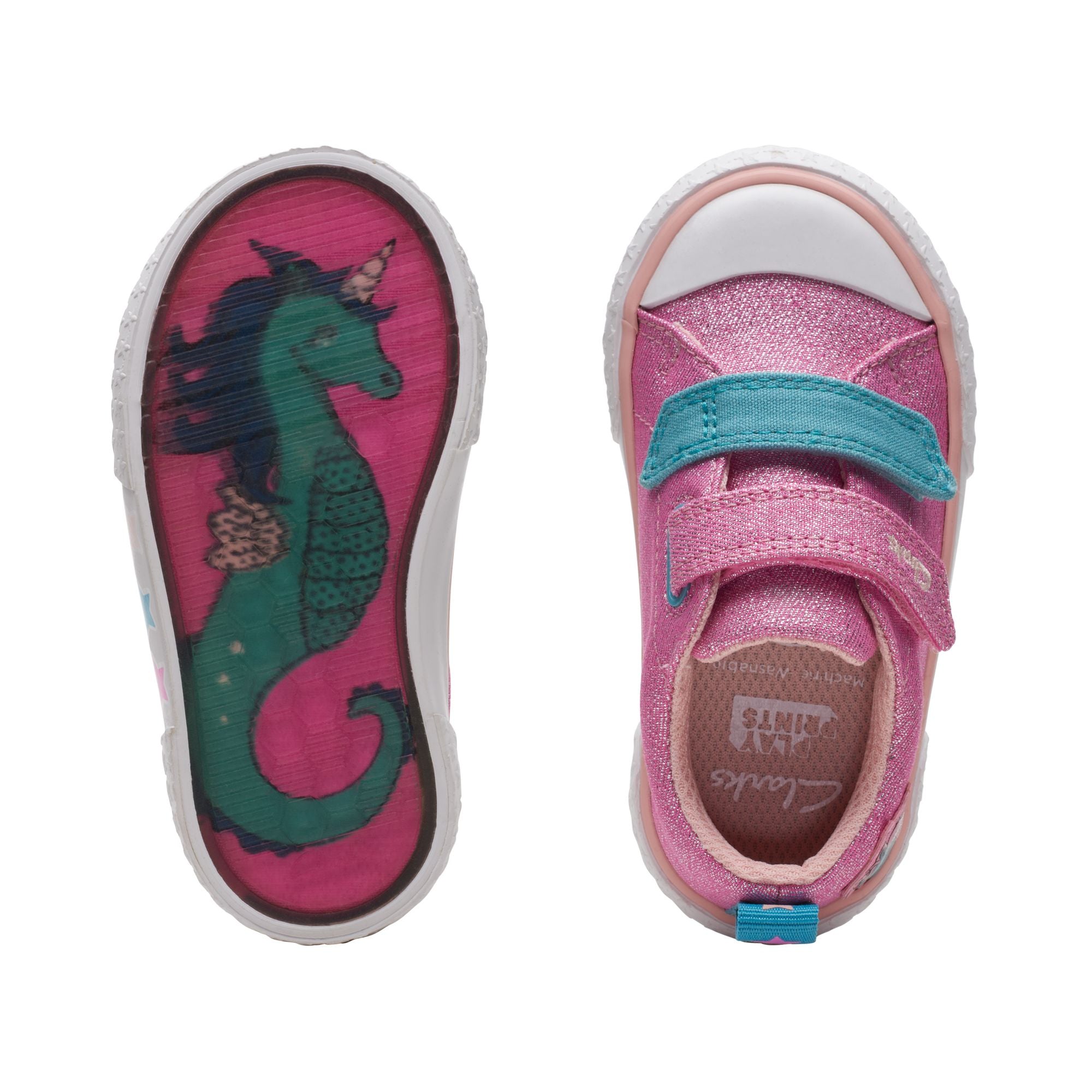 Clarks - Girls pink unicorn canvas shoe - Foxing Play