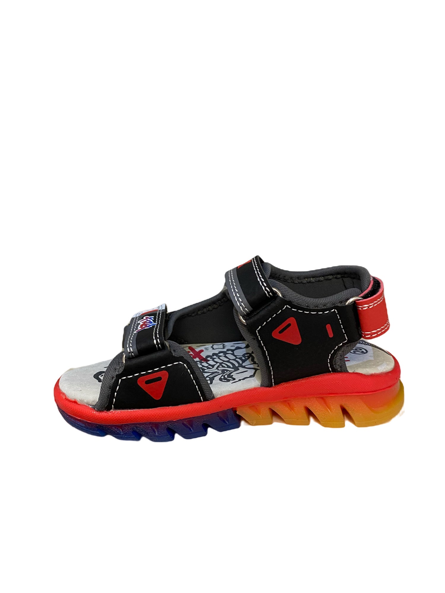 Primigi - Boys Dinosaur Light-Up Sandal- Black, Red, Blue & Yellow