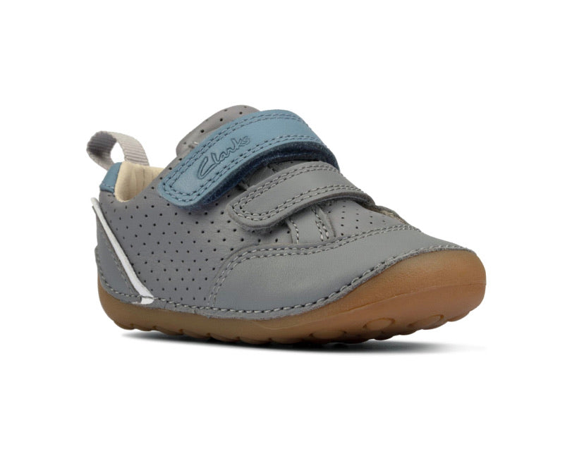 Clarks - Boys Grey Leather Pre-Walker - Tiny Sky T