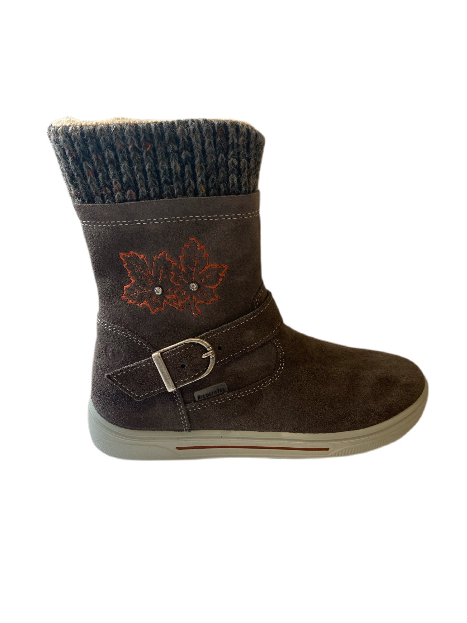 Ricosta- Girls Grey & Orange Leaf Fur Boot