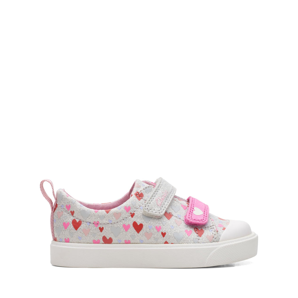 Clarks - Girls cotton heart canvas shoe - City Bright T