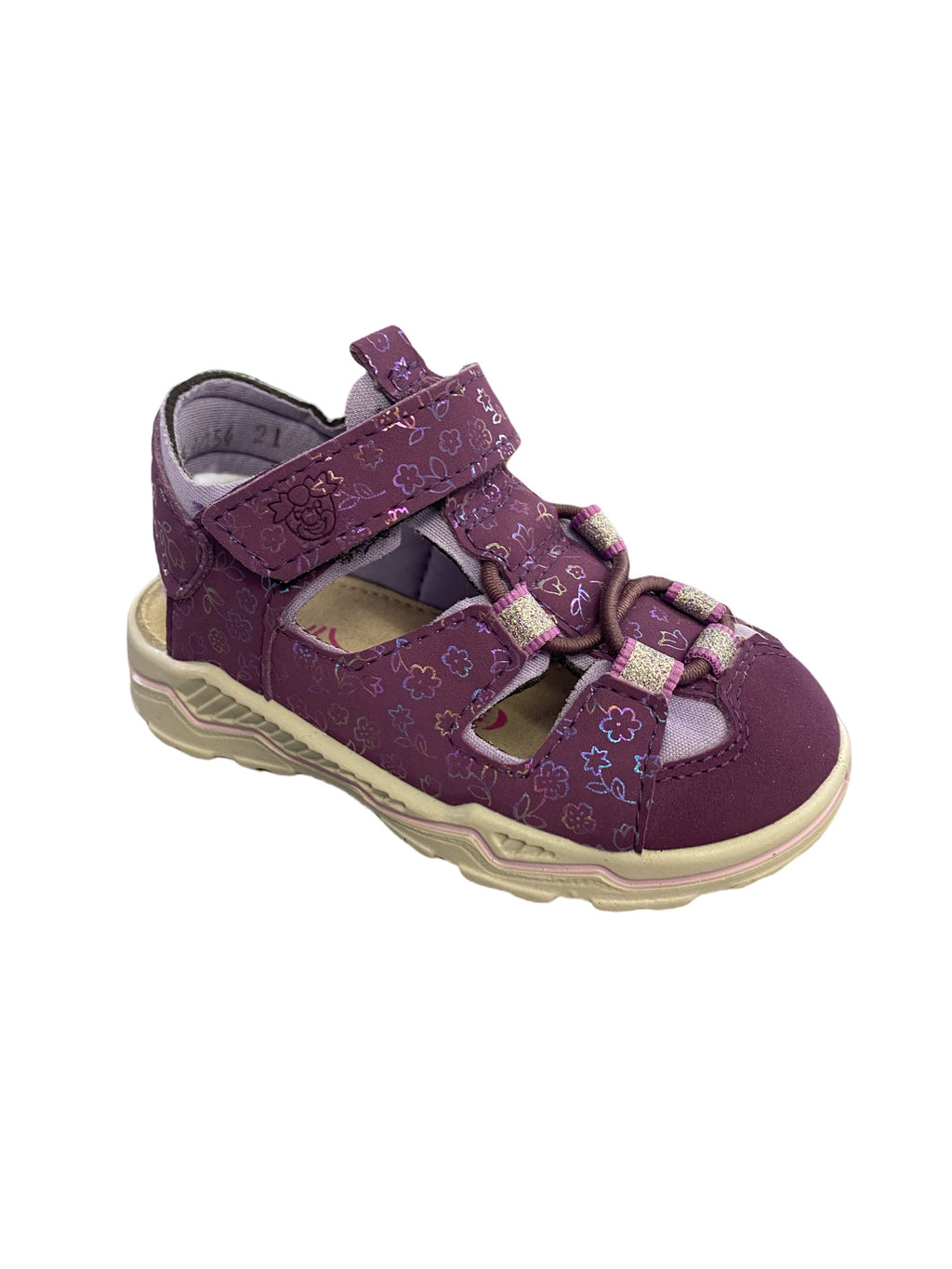 Ricosta- Girls-GERY- Purple-Flower Closed Toe Sandal