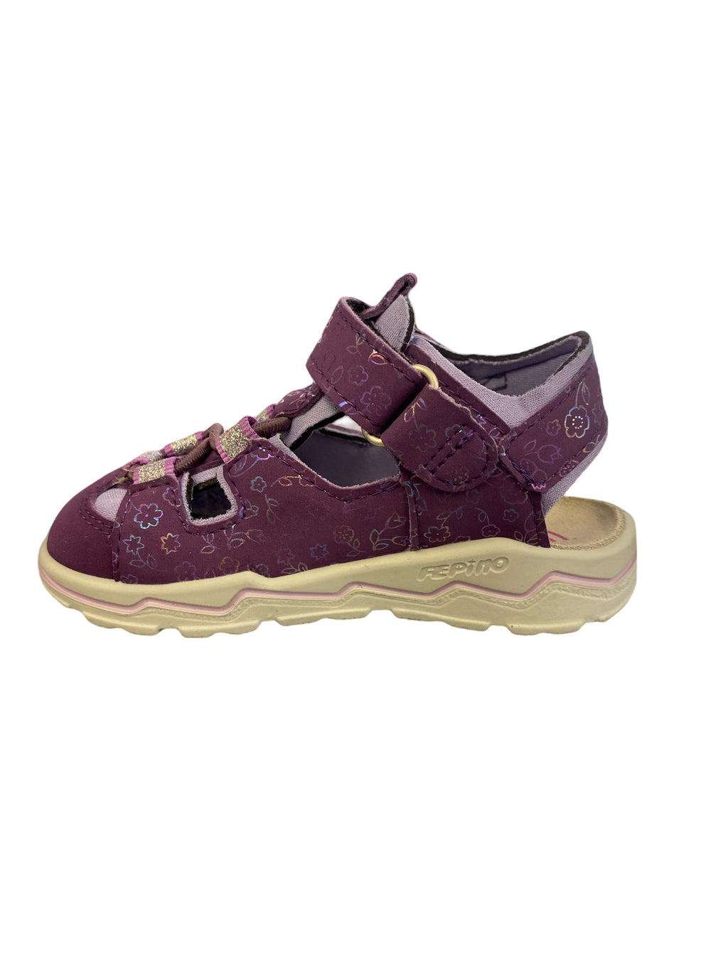 Ricosta- Girls-GERY- Purple-Flower Closed Toe Sandal