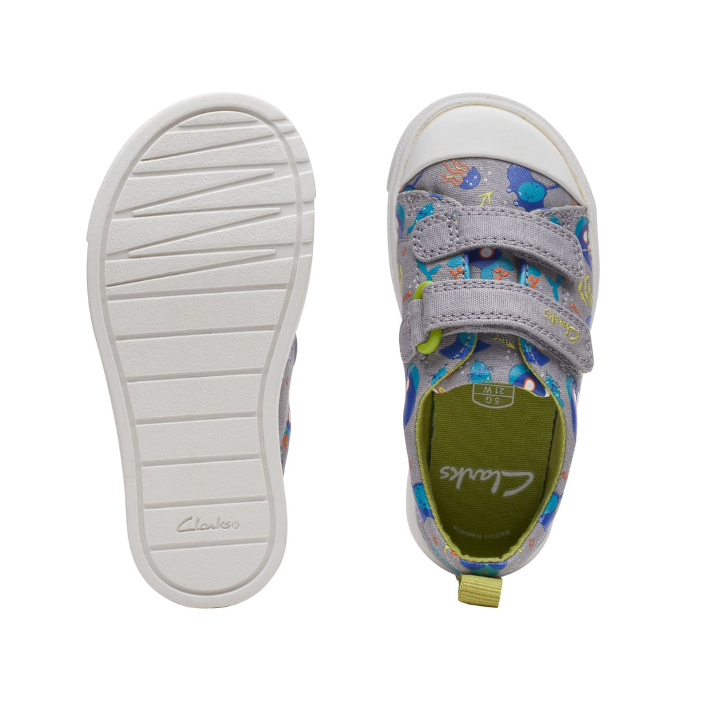 Clarks - Boys grey canvas shoe - City Bright T