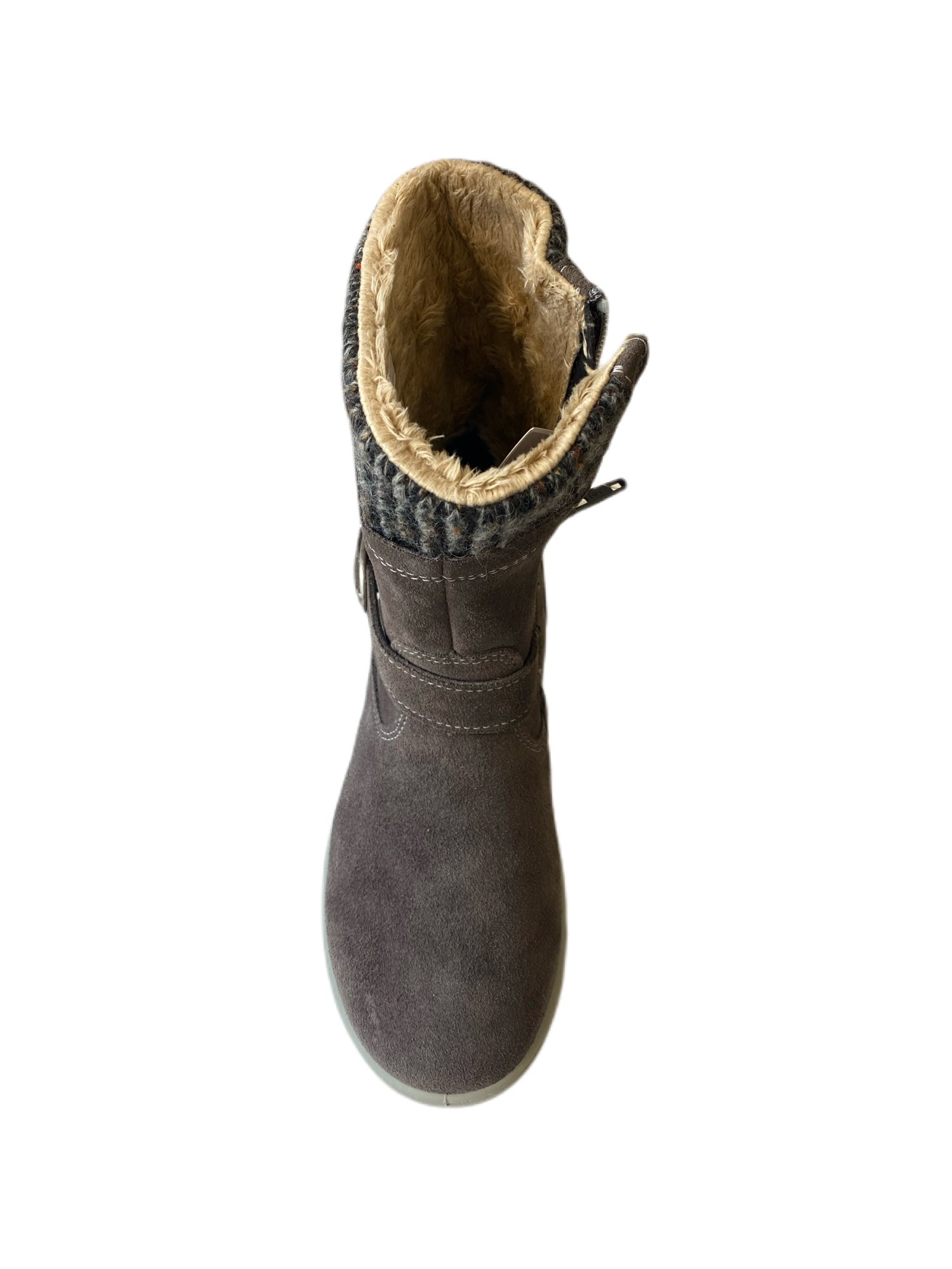 Ricosta- Girls Grey & Orange Leaf Fur Boot