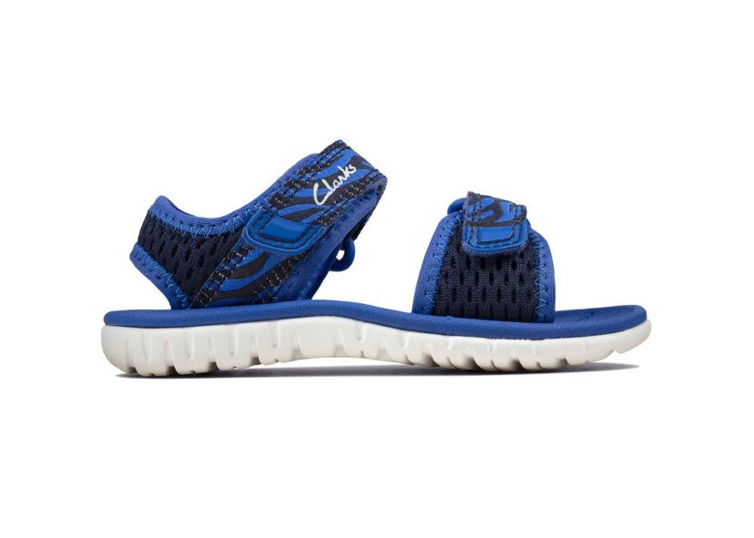 Clarks Boys Navy Black and Blue Combi Sandal Surfing Tide
