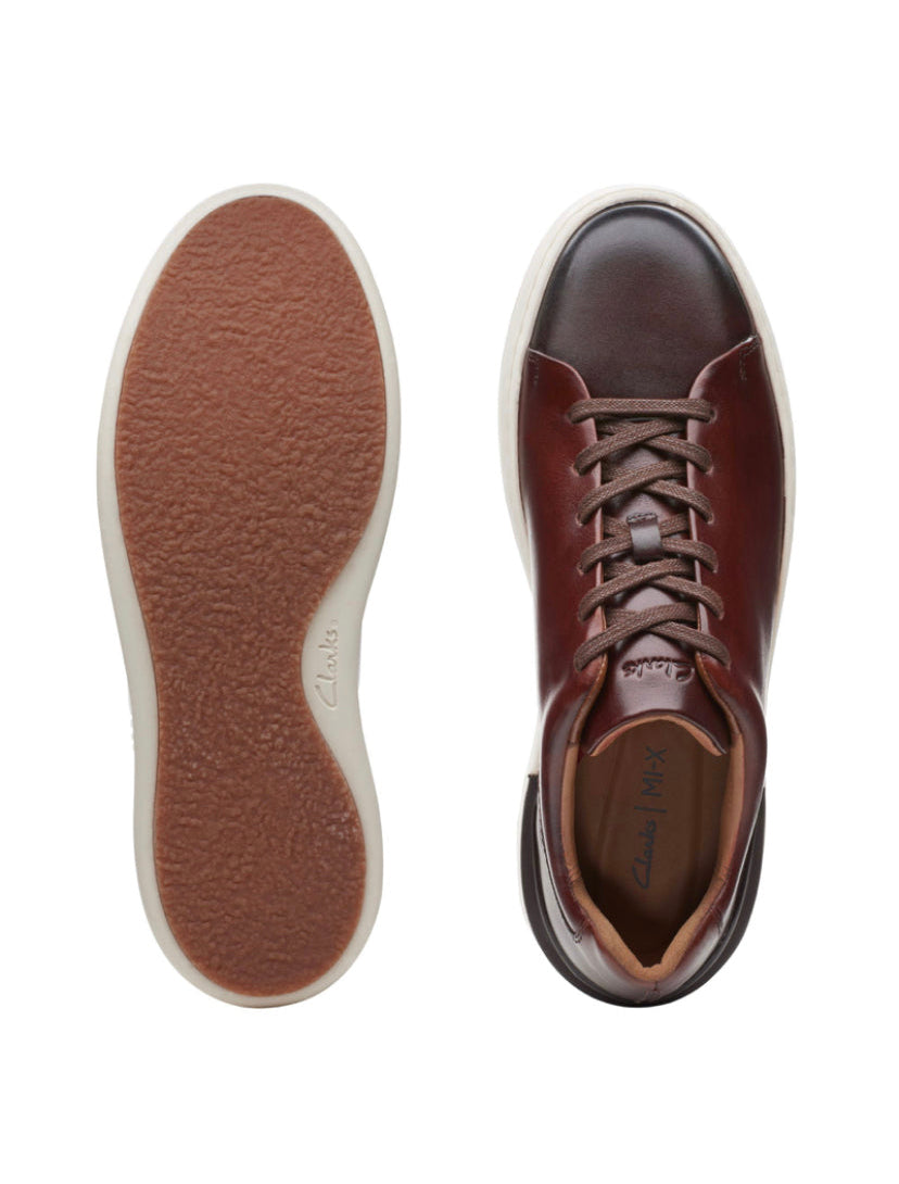 Clarks - Mens dark tan leather shoe - CourtLite Lace