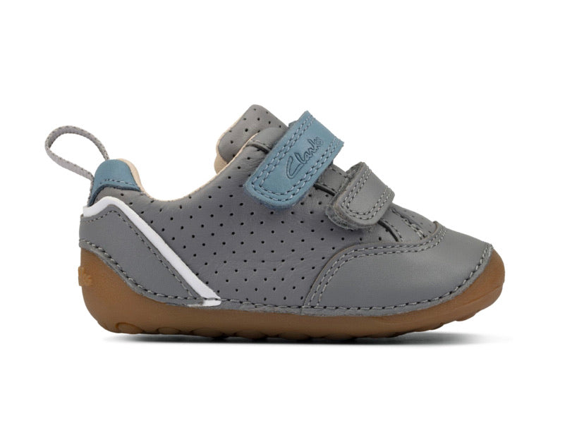 Clarks - Boys Grey Leather Pre-Walker - Tiny Sky T