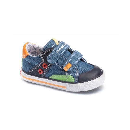 Pablosky - Boys Denim Green Leather insole Trainer - 971510