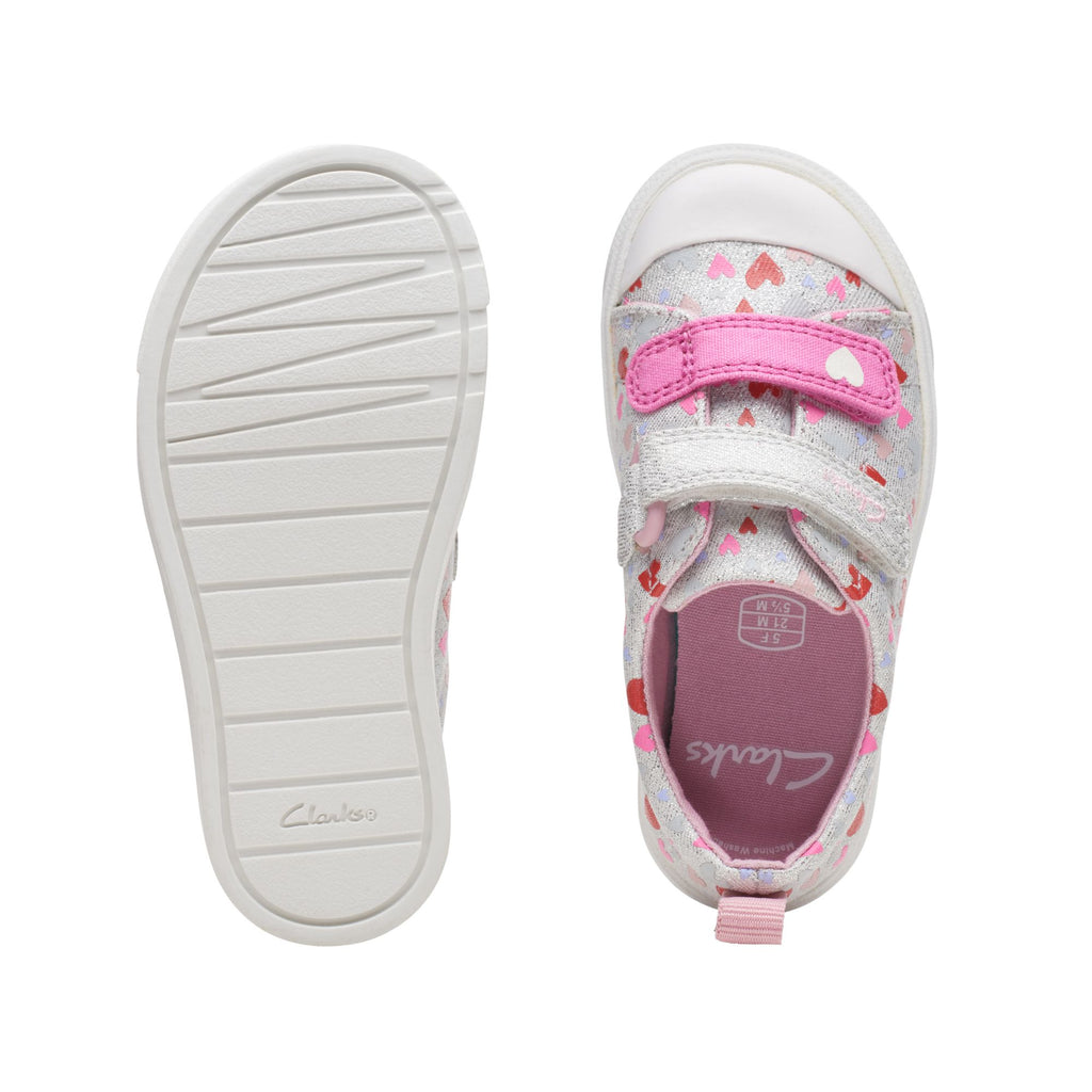 Clarks - Girls cotton heart canvas shoe - City Bright T
