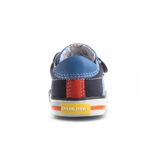 Pablosky - Boys Navy/Red Leather insole Trainer - 971520