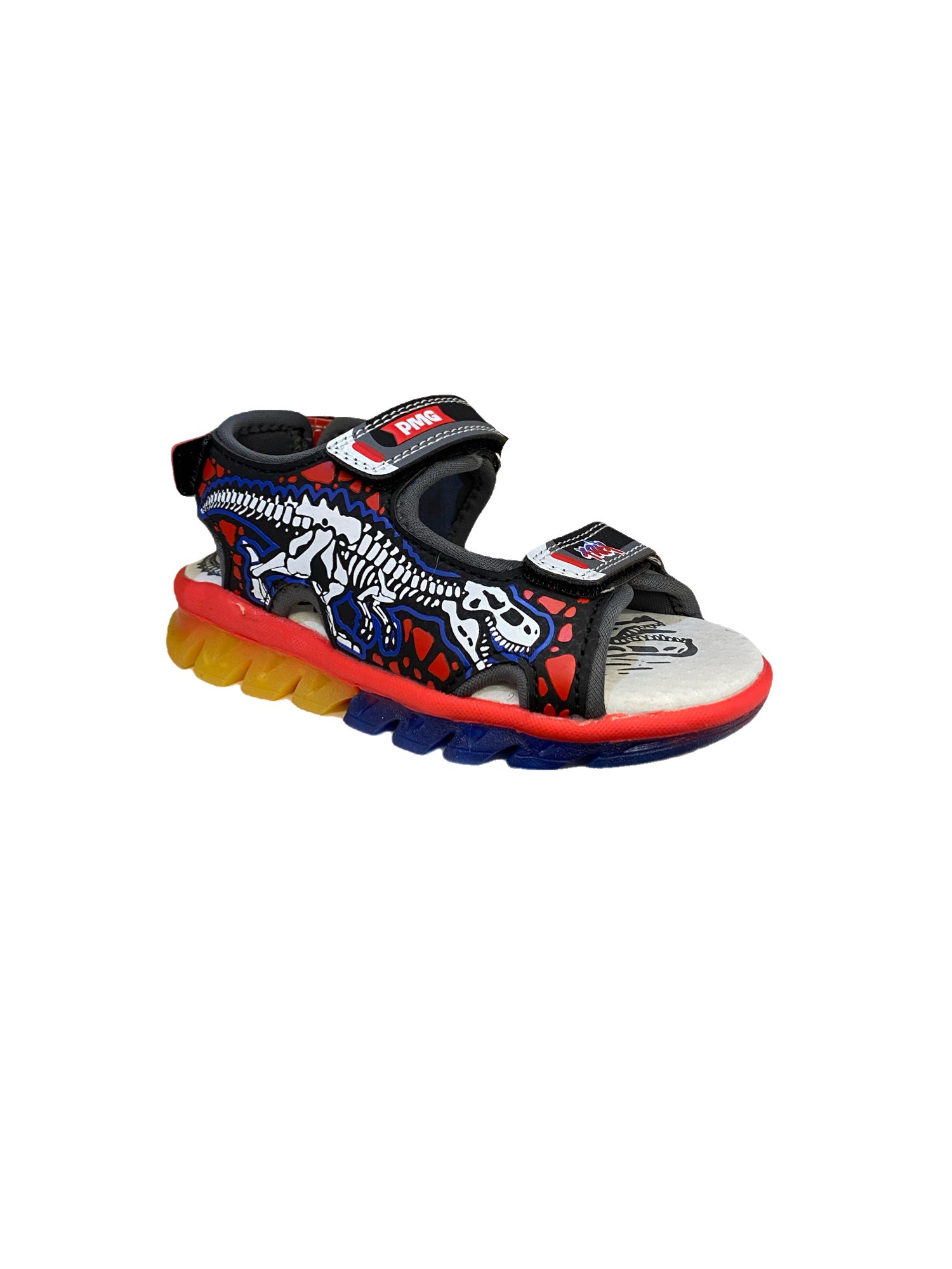 Primigi - Boys Dinosaur Light-Up Sandal- Black, Red, Blue & Yellow