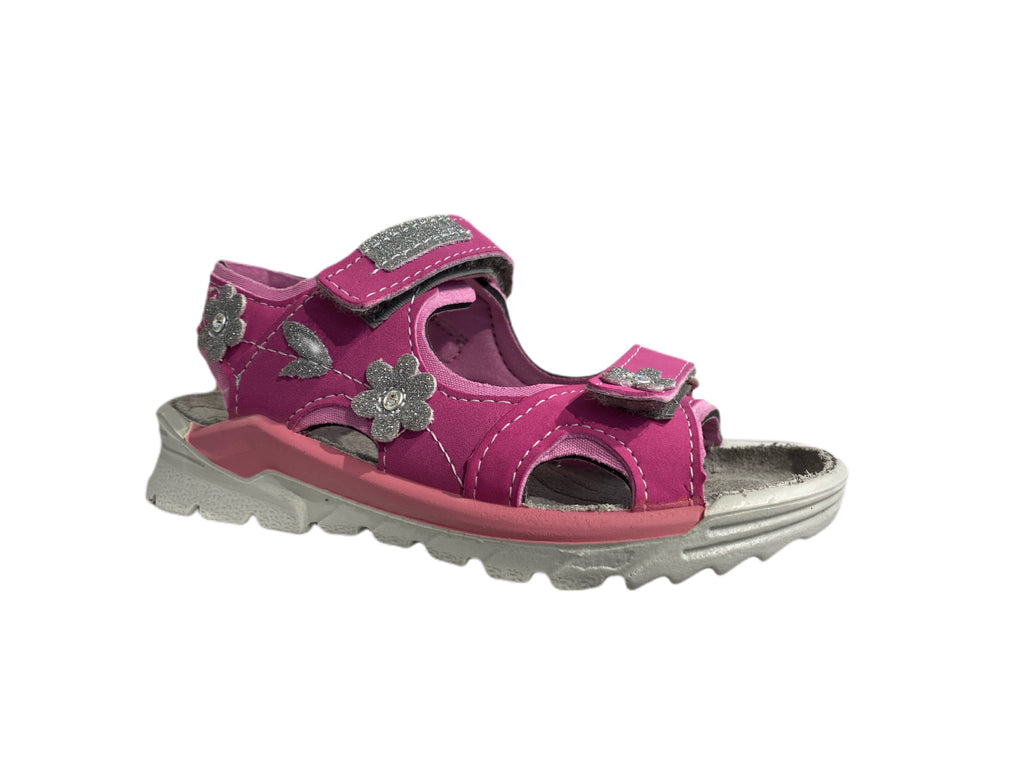 Ricosta - Girls Carmen Pink Glitter Flower Sandal