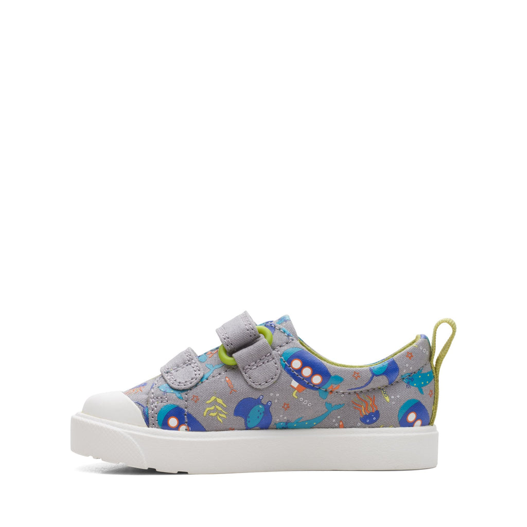 Clarks - Boys grey canvas shoe - City Bright T